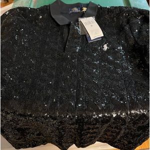 Black sequin Ralph Lauren polo shirt